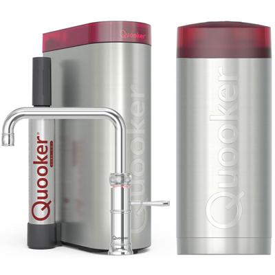 Quooker Classic Fusion Square Keukenkraan Set - Kokend Warm- en Koud Water - Chroom - Inclusief COMBI+ Reservoir & CUBE - Direct Gekoeld Bruisend Water