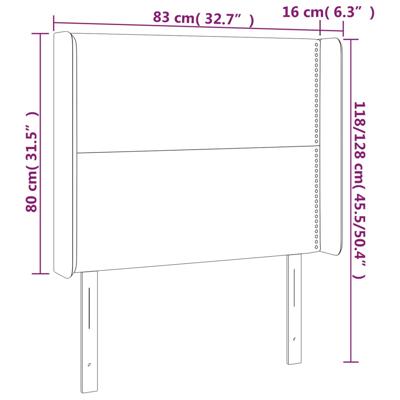 Hoofdbord met randen 163x16x78/88 cm stof donkergrijs - thumbnail