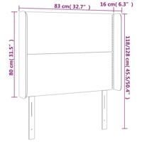 Hoofdbord met randen 103x16x118/128 cm fluweel donkergrijs - thumbnail