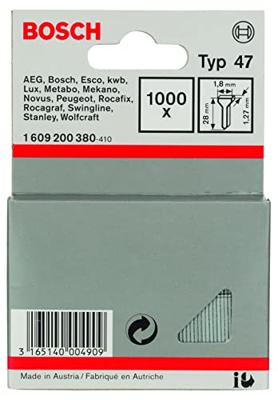 Bosch Accessories 1609200380 Nagels voor tacker Type 47 Afmeting, lengte 28 mm 1000 stuk(s) Bosch Accessories 1609200380 Nagels voor tacker Type 47 Afmeting, lengte 28 mm 1000 stuk(s)