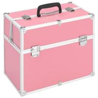 VidaXL Make-up koffer 38x23x34 cm aluminium roze - thumbnail