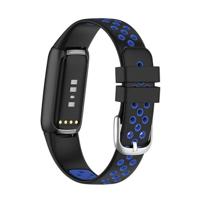 Fitbit Luxe - Siliconen sportbandje - Maat: Large - Zwart + blauw - thumbnail