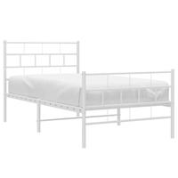 Bedframe met hoofd- en voeteneinde metaal wit 100x200 cm - thumbnail