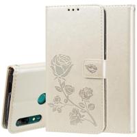 Rose reliëf horizontale Flip PU lederen draagtas voor Huawei P Smart Z met houder & kaartsleuven & portemonnee (goud) - thumbnail