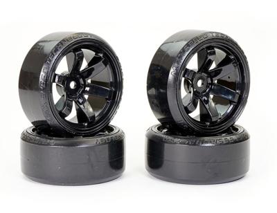 Fastrax 1/10 straat/drift banden op 6 spaaks velgen (6mm Offset)- Zwart