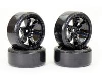Fastrax 1/10 straat/drift banden op 6 spaaks velgen (6mm Offset)- Zwart - thumbnail