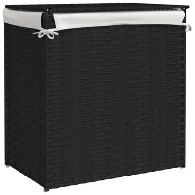 VidaXL Wasmand met 2 vakken 53x35x57 cm poly rattan zwart