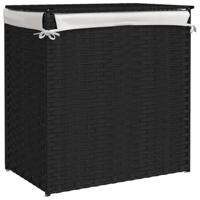 VidaXL Wasmand met 2 vakken 53x35x57 cm poly rattan zwart - thumbnail