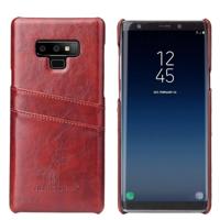 Fierre Shann retro olie Wax textuur PU lederen draagtas voor Galaxy Note9 met kaartsleuven (bruin) - thumbnail