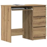 Bureau 90x45x76 cm bewerkt hout artisanaal eikenkleur - thumbnail