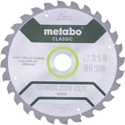 Metabo CORDLESS CUT WOOD CLASSIC 628654000 Cirkelzaagblad 216 x 30 x 1.2 mm Aantal tanden: 40 1 stuk(s)