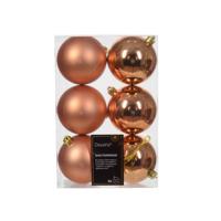 6 onbreekbare kerstballen rood koper 8 cm - thumbnail
