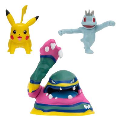 Boti Pokémon batte figuur set - machop, pikachu, alolan muk, 3st.