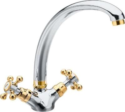 Wastafelmengkraan Sapho Antea 2-knop Gebogen Uitloop 26.5 cm Chroom / Goud Sapho
