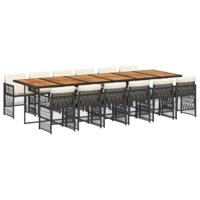 13-delige Tuinset met kussens poly rattan zwart - thumbnail