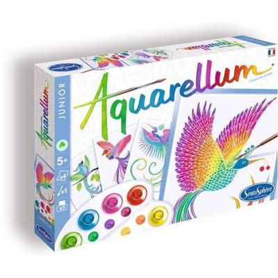 Aquarel schilderij - SENTOSPHERE - Aquarellum Junior - Paradijsvogels - 5 kleuren - Omlijnd op perkamentpapier - Vanaf 6 jaar