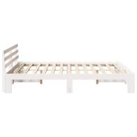 Bedframe met hoofdeinde Wit 160 x 200 cm Massief grenenhout - thumbnail