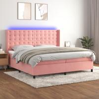 Boxspring met matras en LED fluweel roze 200x200 cm - thumbnail