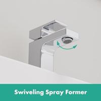 Wastafelmengkraan HansGrohe Vernis Shape Eengreeps 70 CoolStart Zinc Met Trekwaste Chroom - thumbnail