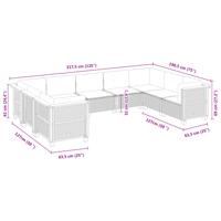 9-delige Loungeset met kussens poly rattan zwart - thumbnail