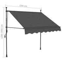 Luifel handmatig uittrekbaar met LED 150 cm antraciet - thumbnail