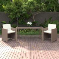 3-delige Tuinset met kussens poly rattan beige - thumbnail
