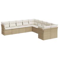 11-delige Tuinset met kussens poly rattan beige - thumbnail