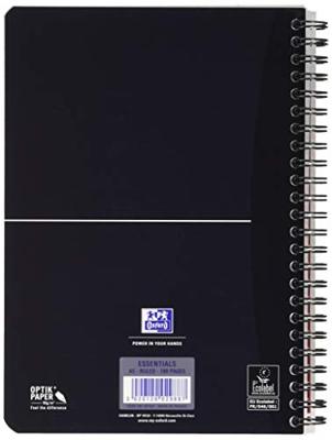 Oxford Office Essentials spiraalschrift, 180 bladzijden, ft A5, gelijnd, zwart