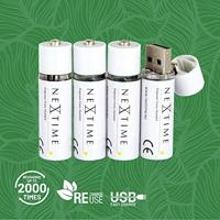 4 Oplaadbare AA USB batterijen NeXtime - thumbnail