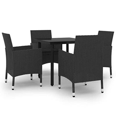 5-delige Tuinset met kussens poly rattan en glas