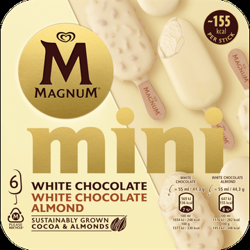 Magnum Mini IJs White Chocolate & White Almond 6 stuks 6 x 55ml bij Jumbo