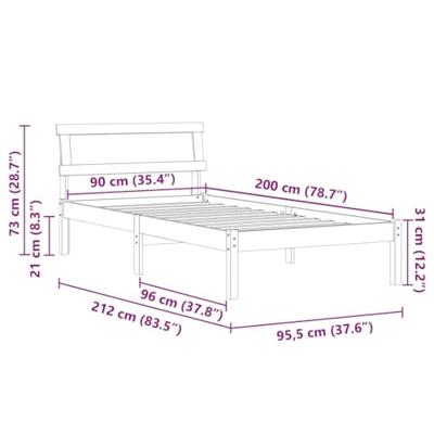 Bedframe Wax Bruin Wasbruin 90 x 200 cm Massief grenenhout Bedframe Wax Bruin Wasbruin 90 x 200 cm Massief grenenhout