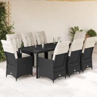 9-delige Tuinset poly rattan zwart - thumbnail