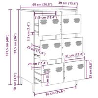 Hoge kast 68x39x101,5 cm staal roze - thumbnail