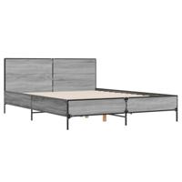 Bedframe bewerkt hout metaal grijs sonoma eiken 160x200 cm - thumbnail