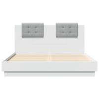 Bedframe met hoofdbord en LED-verlichting wit 140x200 cm - thumbnail