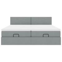 Ottoman bed met matrassen 160x200cm stof lichtgrijs - thumbnail