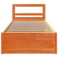 Bedframe met hoofdbord massief grenenhout wasbruin 100x200 cm - thumbnail