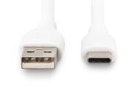 Digitus USB-kabel USB 2.0 USB-A stekker, USB-C stekker 1.00 m Wit Flexibel, Zeer flexibel, Met USB, Silicone, Uitstekende verouderingseigenschappen, Flexibele - thumbnail