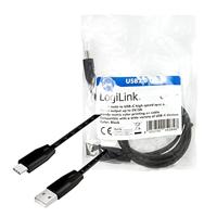 USB 2.0 aansluitkabel met liniaal, USB (type A) naar USB (type C) zwart, 1 m - thumbnail