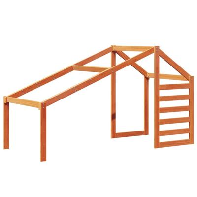 Stapelbed met bedhuis massief grenenhout wasbruin 90x200 cm