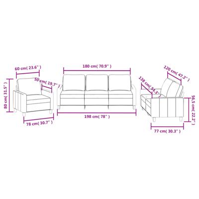 3-delige Loungeset met kussens kunstleer grijs