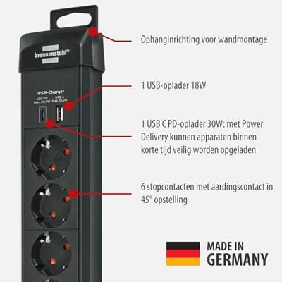 Brennenstuhl 1951160608 Stekkerdoos met schakelaar Zwart 1 stuk(s) Brennenstuhl 1951160608 Stekkerdoos met schakelaar Zwart 1 stuk(s)