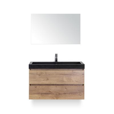 Maxx XL Badmeubelset 100 cm - Natuur Eiken - Wastafel Lucca 1 kraangat - met Spiegel