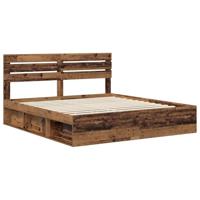 Bedframe met hoofdeinde Oudhout 200 x 200 cm Massief grenenhout - thumbnail