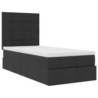 Ottoman bed met matras 120x190 cm stof zwart - thumbnail