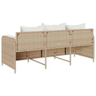 Tuinbank 3-zits met kussens poly rattan beige Tuinbank 3-zits met kussens poly rattan beige