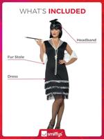 Jaren 20 Flapper Jurk Zwart - thumbnail