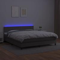 Boxspring met matras en LED kunstleer grijs 180x200 cm - thumbnail