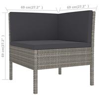 8-delige Loungeset met kussens poly rattan grijs - thumbnail
